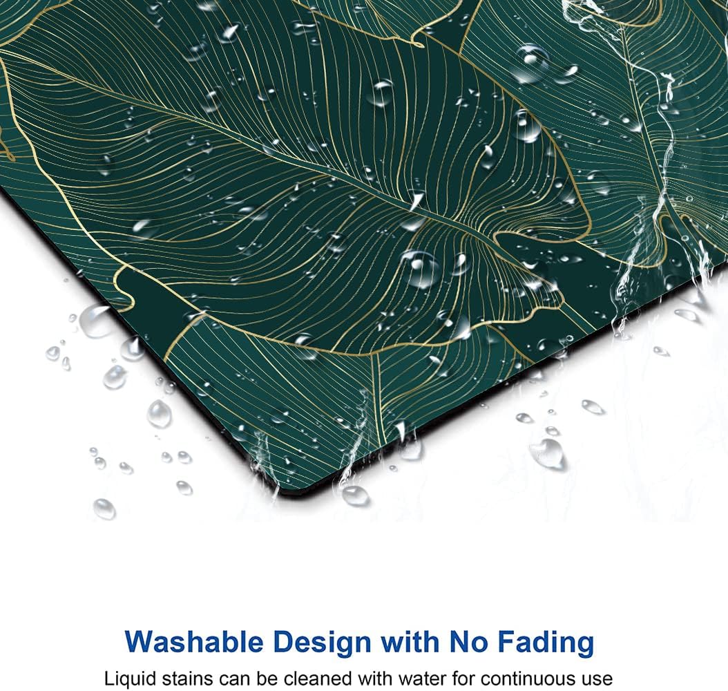 Mouse Pad, Green Leaves Mouse Pad Rectangle Custom Designs, Waterproof Anti-Slip Rubber Mousepad Office Accessories Desk Decor Wireless Mouse Pads for Computers Laptop