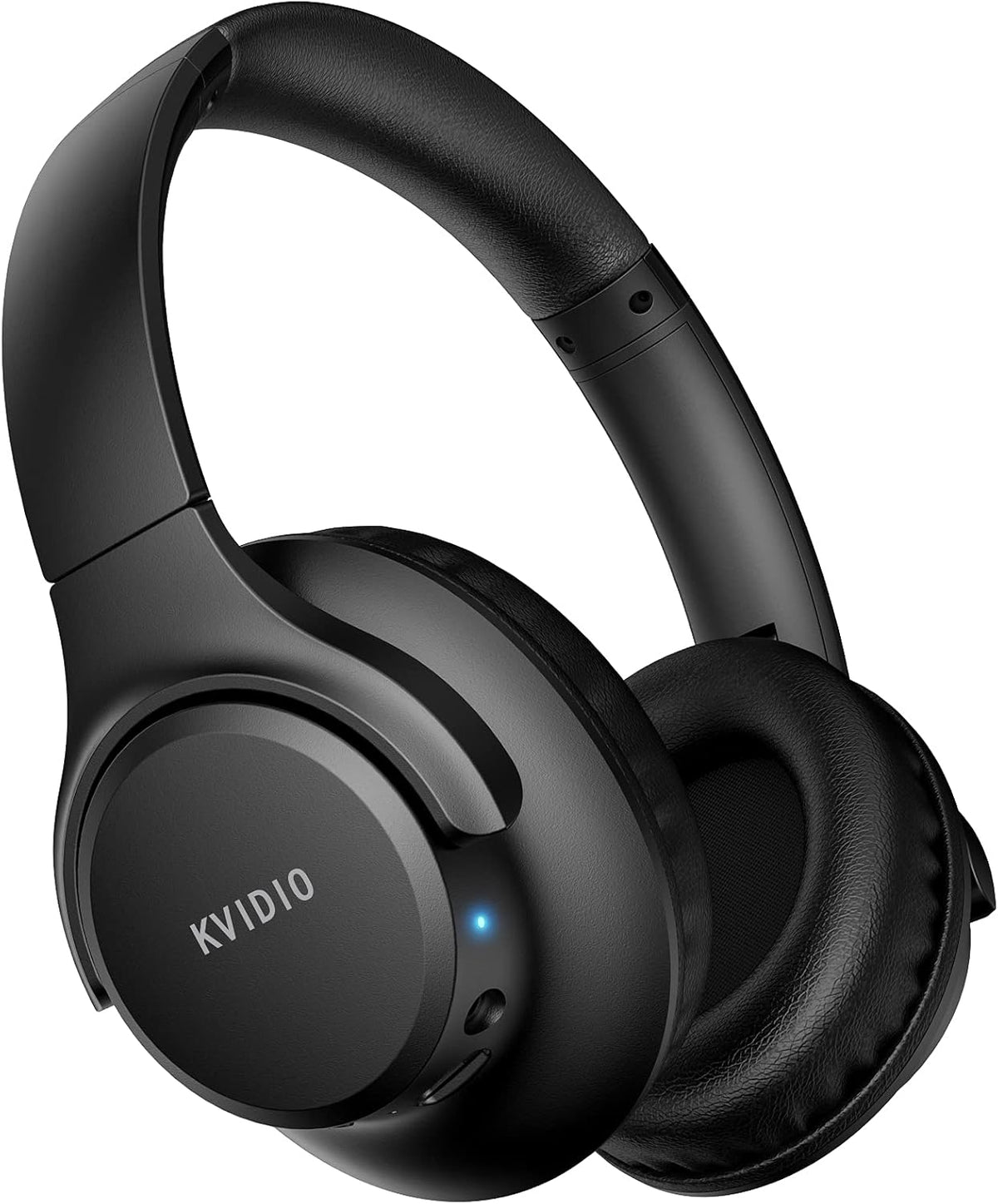 KVIDIO Bluetooth Headphones Over Ear, 65 Hours Playtime Wireless Headphones with Microphone, Foldable Lightweight Headset with Deep Bass, HiFi Stereo Sound Low Latency for Travel Work Cellphone