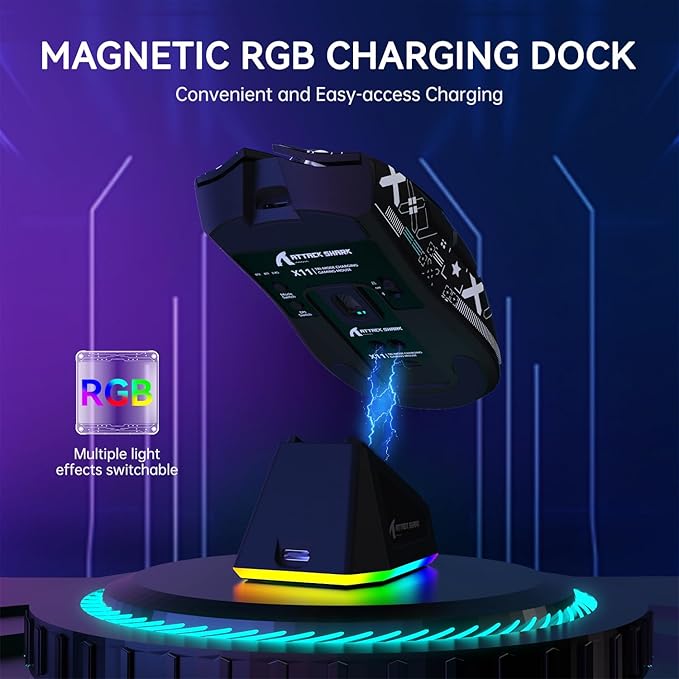 ATTACK SHARK X11 &amp X68 PRO HE Wireless Gaming ComboRapid Trigger Hall Effect Magnetic Switch 8K KeyboardUltra-Light 22K DPI PAW3311 Optical Sensor MouseRGB Backlit Tri-Mode with Coiled Cable-Gr