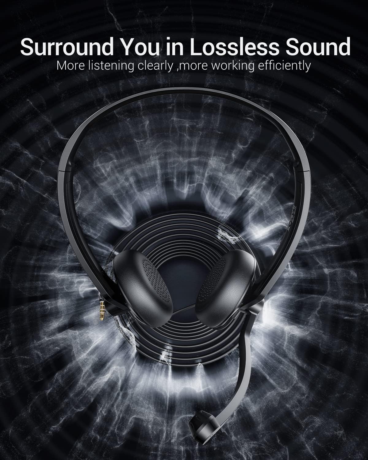 USB Headset with Microphone for PC Laptop - Wired Computer Headphones with Noise Cancelling Microphone for Home Office Online Class Skype Zoom Meetings,in Line Mute Controls