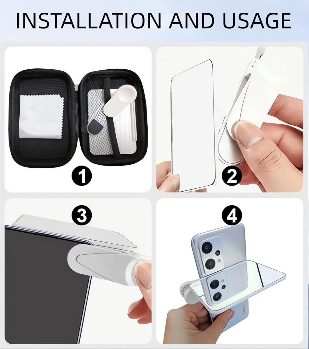 2024 Smartphone Camera Mirror Reflection Clip Kit -【New Version】 Smartphone Selfie Reflector, Adjustable Mobile Phone Reflection Camera Clip, Mirror Reflection Phone Clip for All Phones (2PCS-Balck)