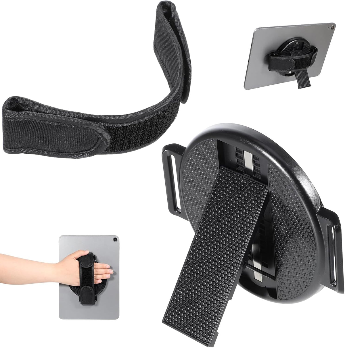 Hpmjz 360 7-11" Tablet Stand with Hand Strap Degree Rotating Sticky Tablet Stand Fastening Handle Grip with Adhesive