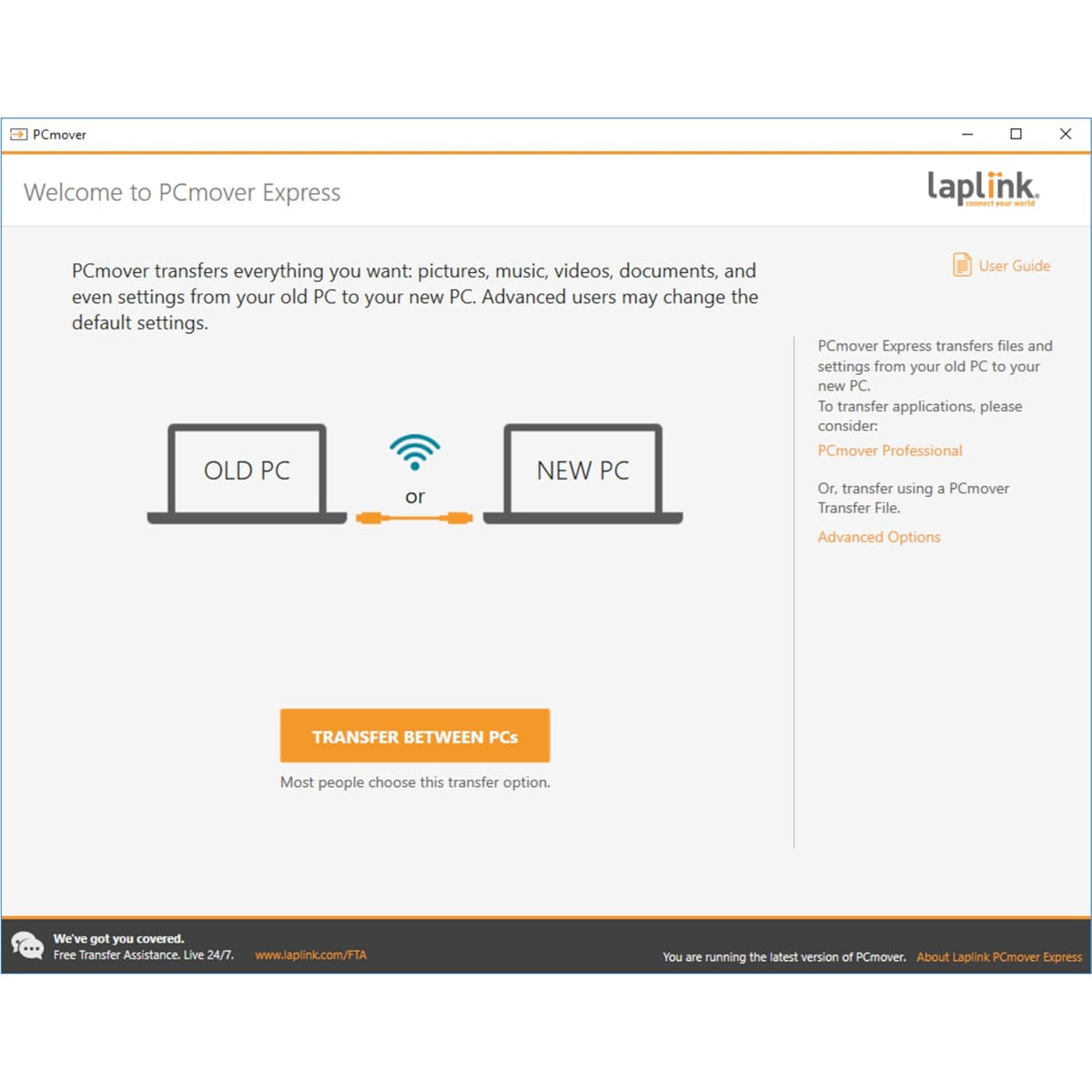 LAPLINK Easy Transfer Cable for Windows, Includes PCmover Express Software and USB 2.0 PC to PC Cable, Single Use License, Transfers Files, Settings, and User Profiles. Compatible with Windows 11