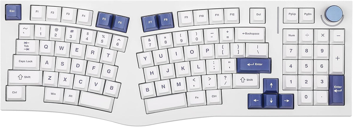 Feker Alice98 Ergonomic 98 Keys Custom Mechanical Keyboard, VIA Programmable, USB-C Wired Gaming Keyboard, Hot Swappable, 5 Layer Paddings, Control Knob, NKRO, RGB for Win/Mac (White)