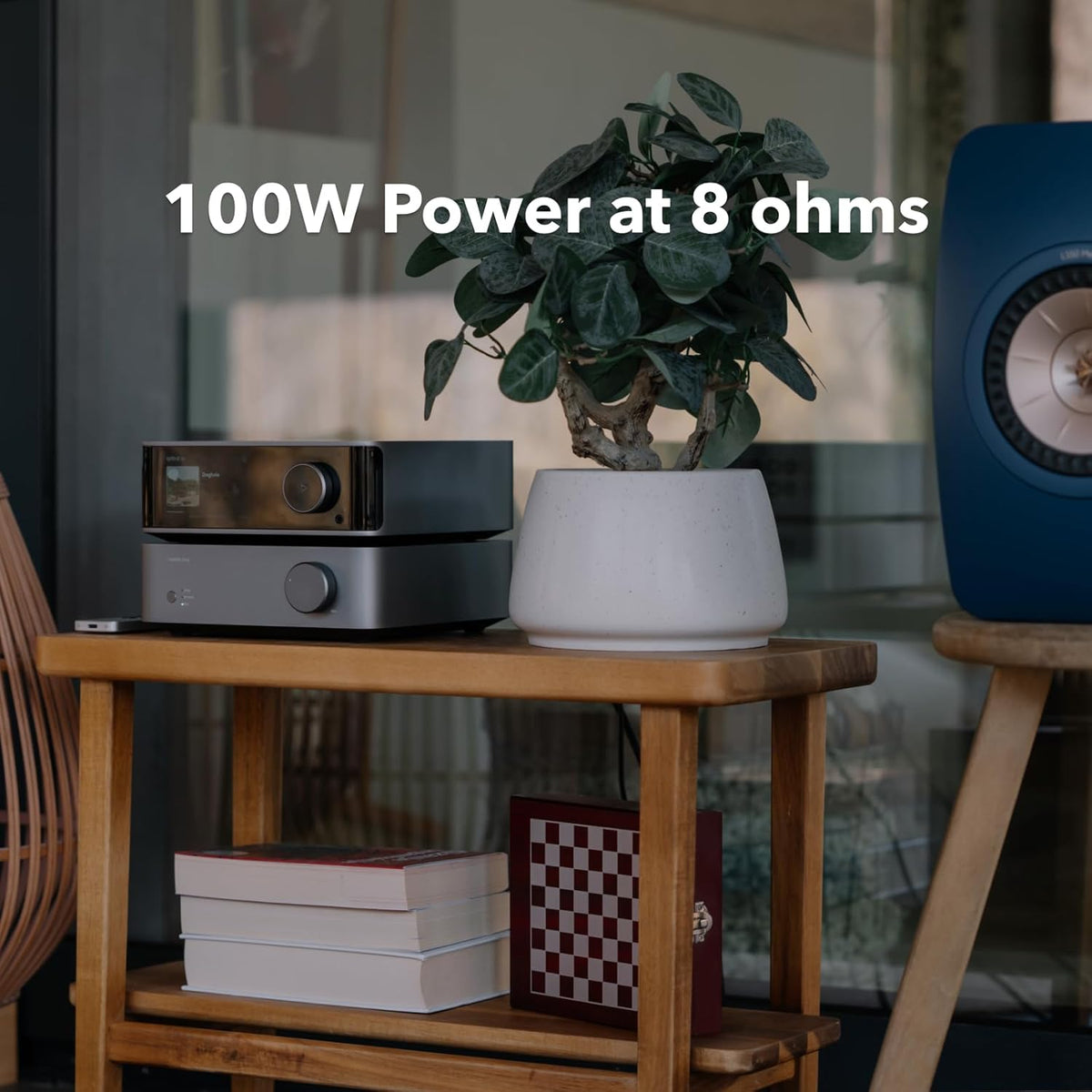 WiiM Vibelink Amp | 100W Power Amplifier with Premium ESS 9039Q2M DAC and TI TPA3255 | Compatible with WiiM Mini, Pro, Pro Plus, and Ultra | RCA, Coax, and Optical Inputs | Space Gray