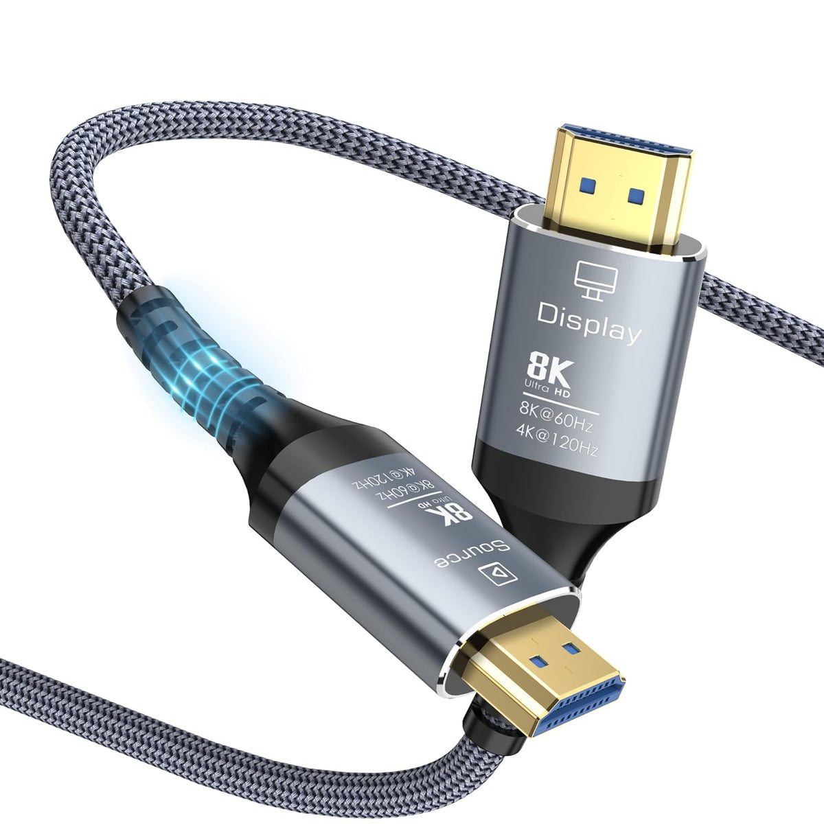 8K 20FT, 48Gbps 2.1 8K@60Hz 4K@120Hz HDR10/HDCP2.2&2.3/eARC/3D PS5, Fiber Optic HDMI Cable Ultra High Speed Long HDMI