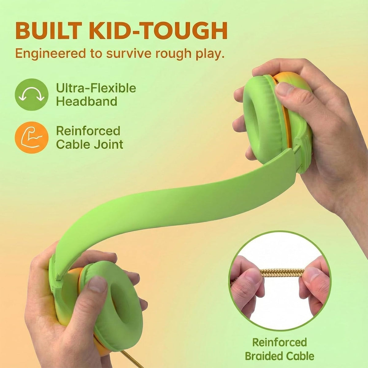 85dB ADOOPE Wired Kids Headphones with USB C Plug, Safe Volume, Adjustable Headband, Tangle-Free Cord Headphones