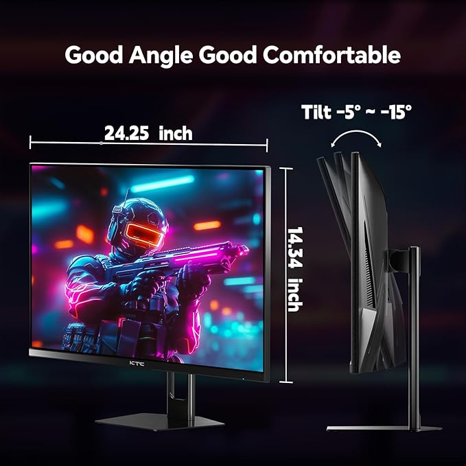 KTC 27 Inch Gaming Monitor 180Hz Full HD 1920x1080 Fast IPS Computer Monitor DP 1.4 &amp HDMI 2.1 Ports 1Ms FreeSync Frameless PC Gamer Monitor HDR VESA Mount H27F22 (Renewed)