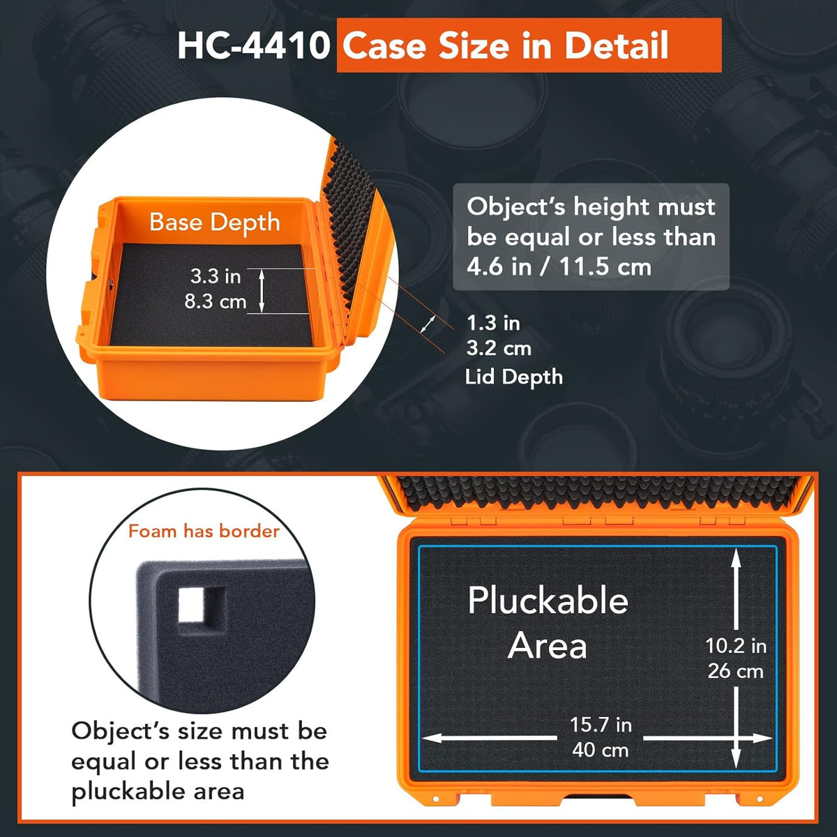 Lykus HC-4410 Waterproof Hard Case with Customizable Foam Insert, Interior Size 17.32x11.42x4.72 in, Suitable for up to 16" laptop,Starlink Mini,keyboard,drill,audio mixer,mic,flashlight,and more