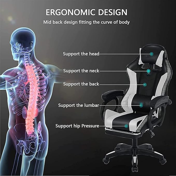 Ergonomic Massage Gaming Chair Office Chair with Lumbar Support and Footrest Video Gaming Chair with RGB Lights and Speakers Adjustable Linkage Armrests and Backrest PC Chair.Pink