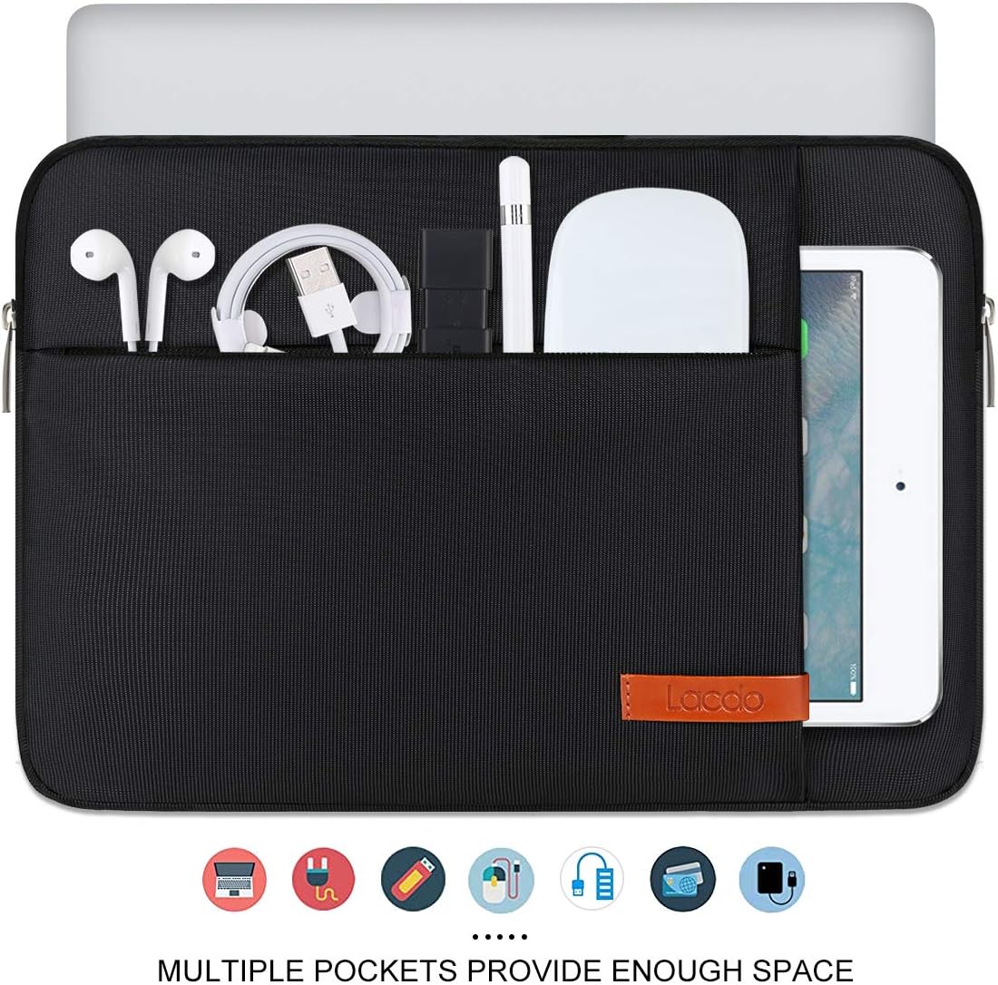 Lacdo 15-15.6 Inch Laptop Sleeve Case for Acer HP Lenovo Dell ASUS Laptop, Acer Aspire 15, HP Pavilion/Envy 15, Dell Inspiron/Latitude 15, Lenovo IdeaPad 15, ASUS ZenBook 15 Computer Bag, Black