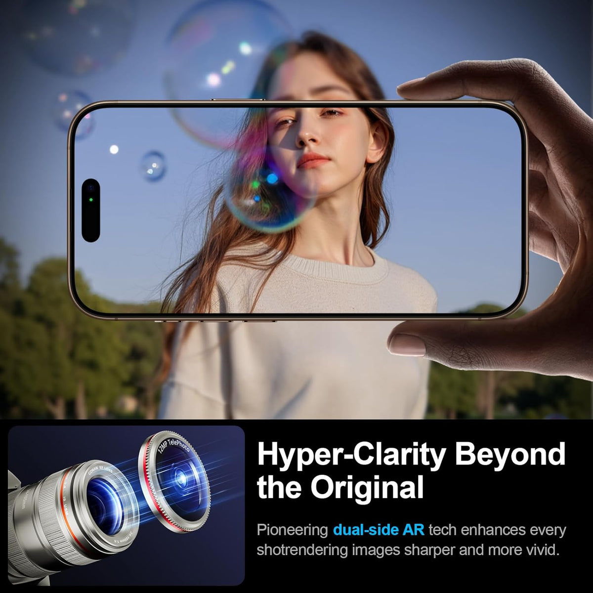 X-it 2 Pack Camera Lens Protector, Shatterproof Anti-Scratch Ultra HD Camera Protector, Anti-Glare Tempered Glass Lens Protector for iPhone 15 Pro Max/15Pro/14 Pro Max/14Pro, Case Friendly,TitaniumRed