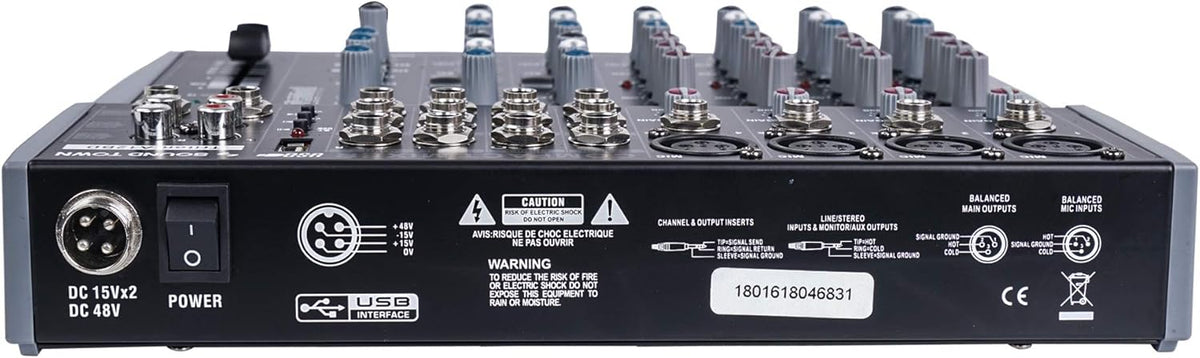 Sound Town Professional 12-Channel Audio Mixer with USB interface, Recording, EQ, Bluetooth, DSP and 48V Phantom (TRITON-A12BD)