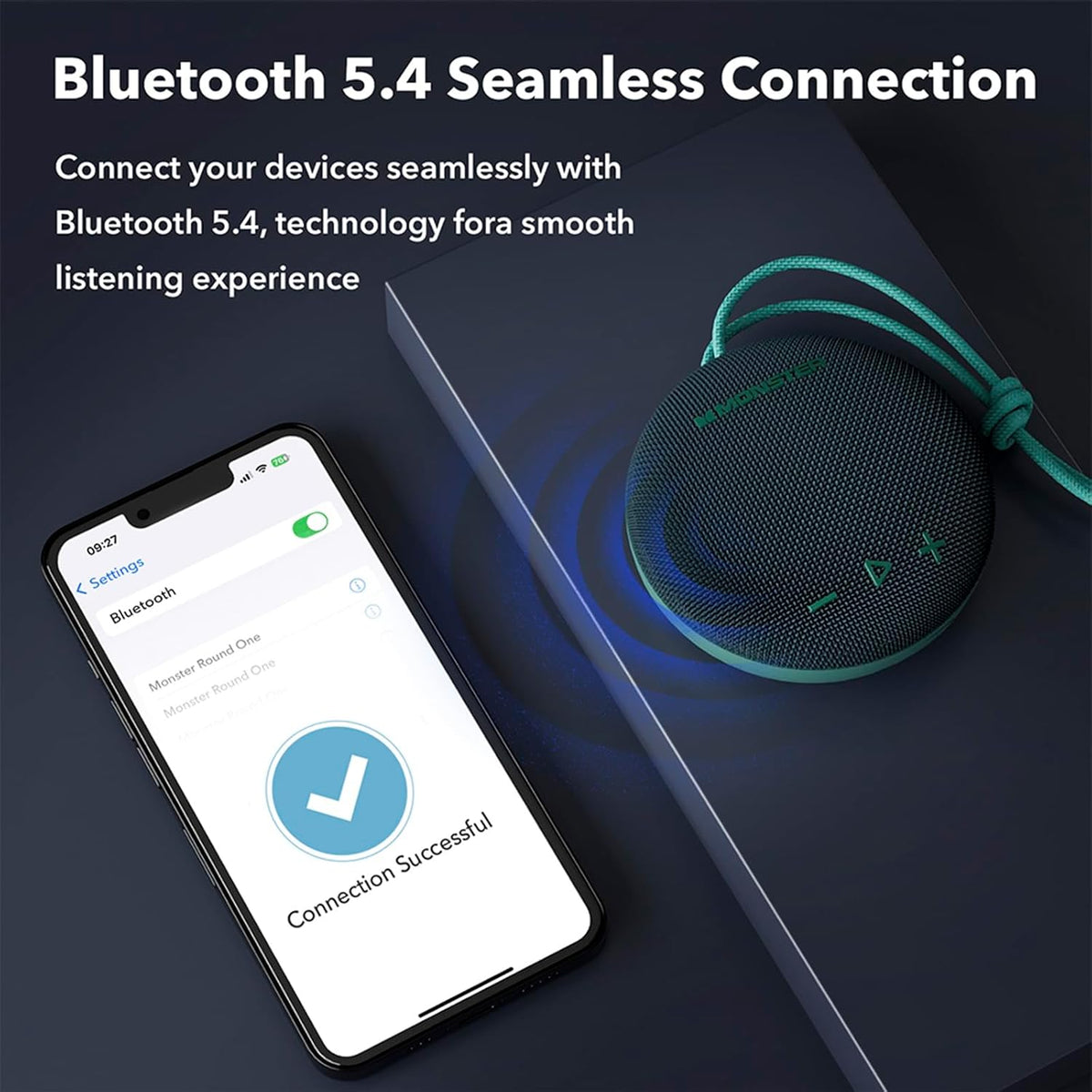 Monster Bluetooth Speaker, IPX8 Shower Speaker Waterproof, Bluetooth 5.4 with Loud HD Sound and Robust Bass, Extra Long Playtime Punchy, for Home, Beaches Portable Wireless Outdoor Speakers