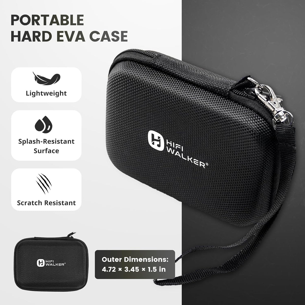 HIFI WALKER MP3 H2, H2 G7, Player Case Compatible with Touch and Portable Hard EVA Carrying Case for Earphones, USB