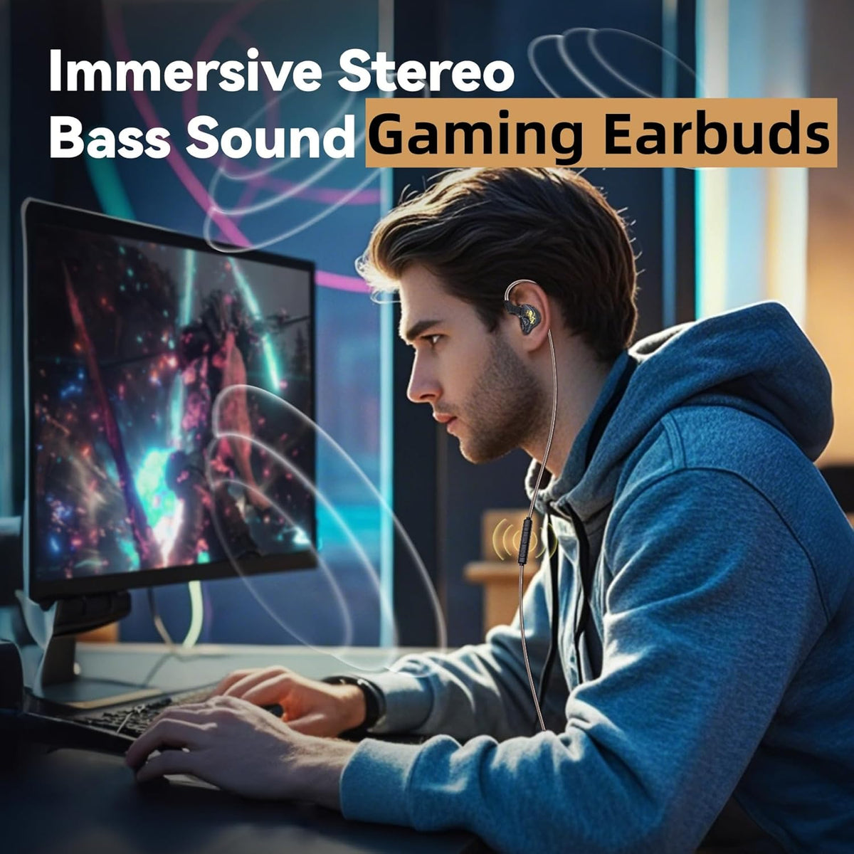 KBEAR K01 Bass IEMS Earphones for Gaming, HIFI Clear Sound in Ear Monitor Headphones Ear buds Wired with 1DD Noise Cancelling for Computer Laptop School, 3 Years Warranty (Without Mic, Blue-Purple)