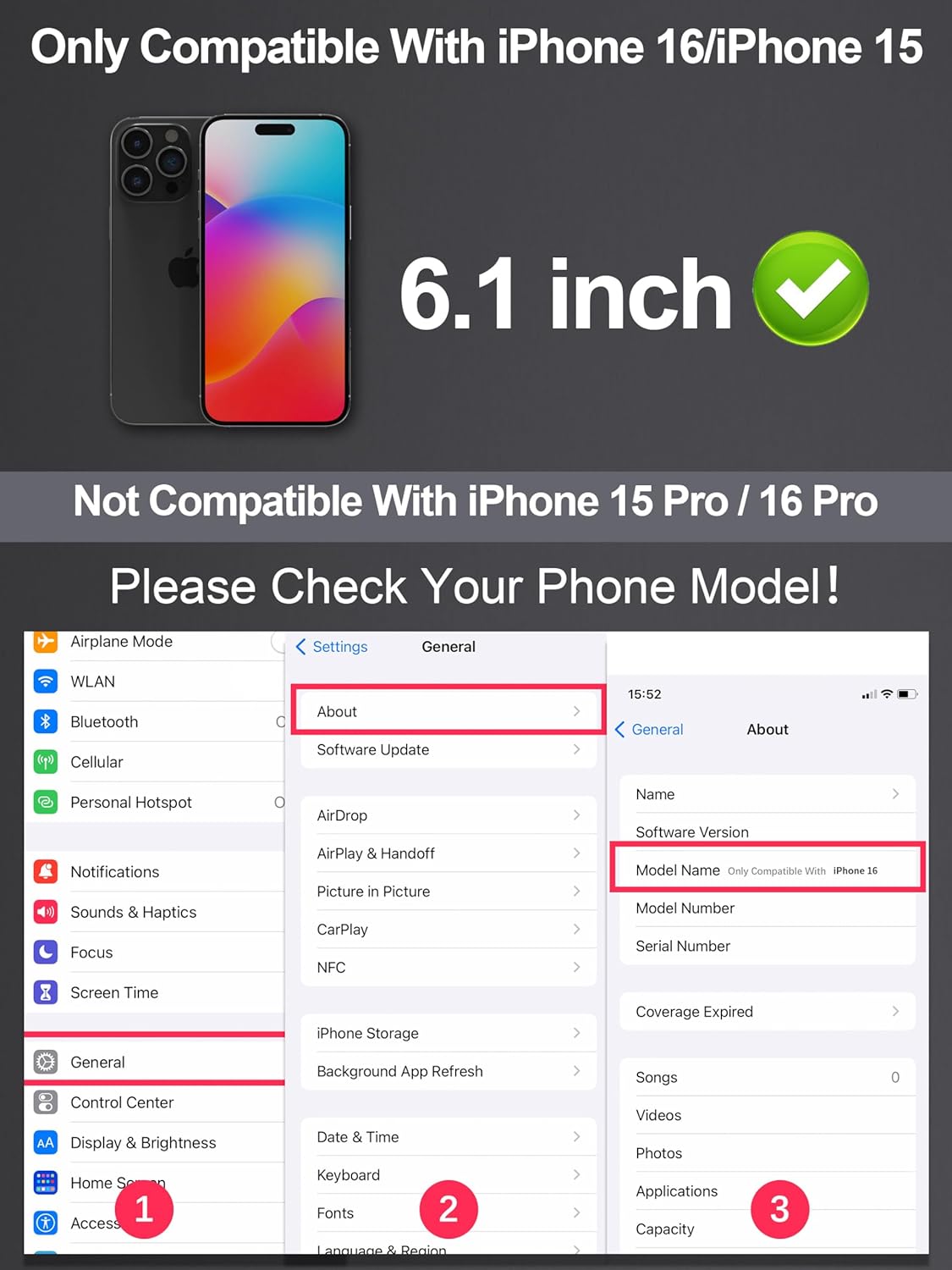 Compatible for iPhone 16/iPhone 15 Privacy Screen Protector 6.1 inch, Anti Spy Anti Blue Light HD Tempered Glass Screen Protector Easy Installation, Case Friendly, 2 Pack Black