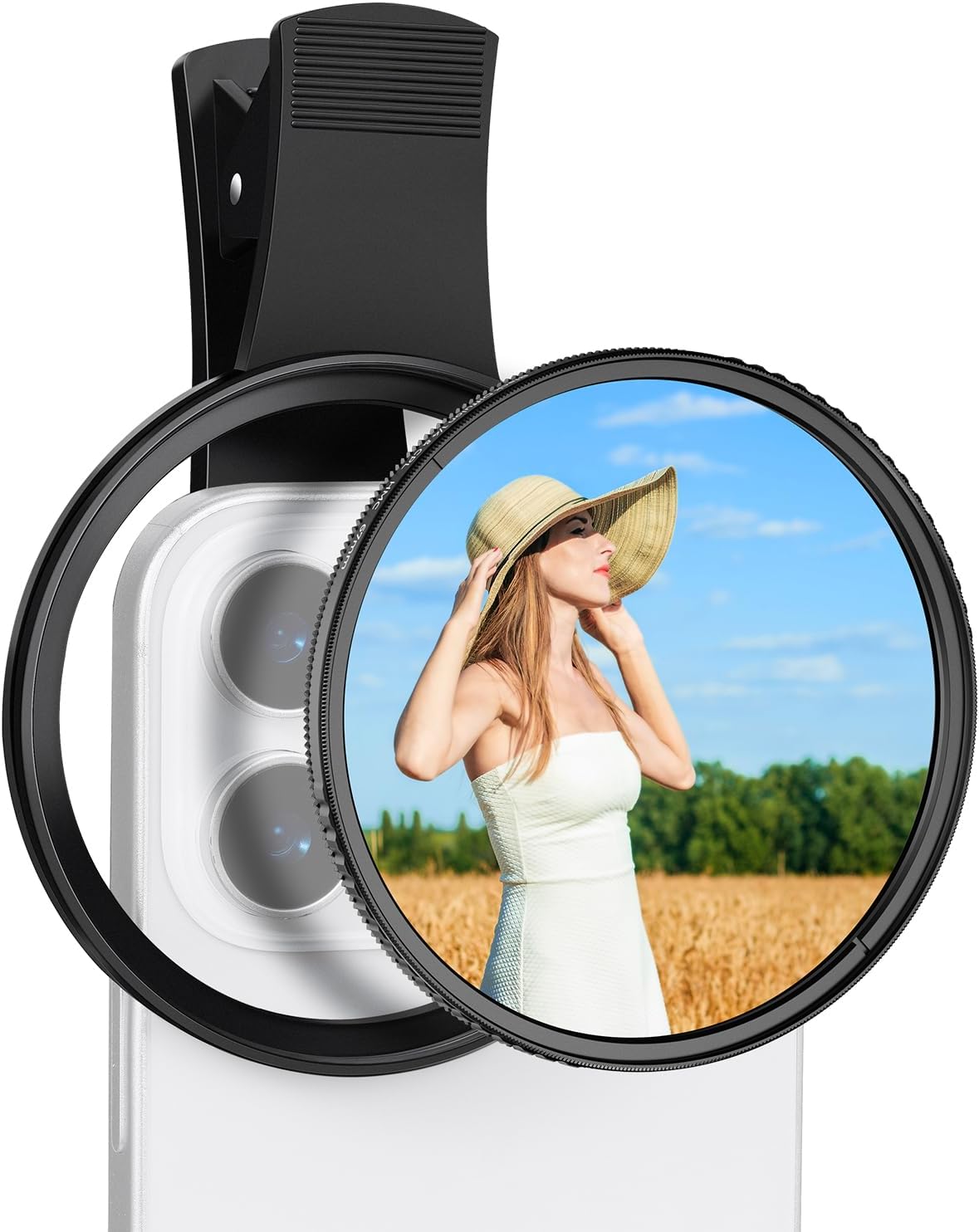 K&F Concept 67mm Clip-on Black Diffusion 1/4&CPL Phone Camera Lens Filter Kit, Mist Cinematic Effect Filter Compatible with iPhone 16 15 14 13 12 11, for Video/Vlog/Portrait Photography