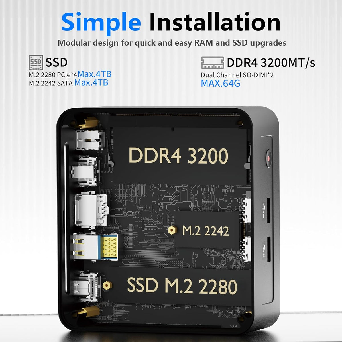 Mini Desktop Computer, Intel Core i5-12450H (Up to 4.40GHz), 16GB DDR4 RAM, 512GB M.2 SSD, Mini PC Supports Triple 4K Display, USB 3.2, Wi-Fi 6, BT 5.2, RJ45 2.5G