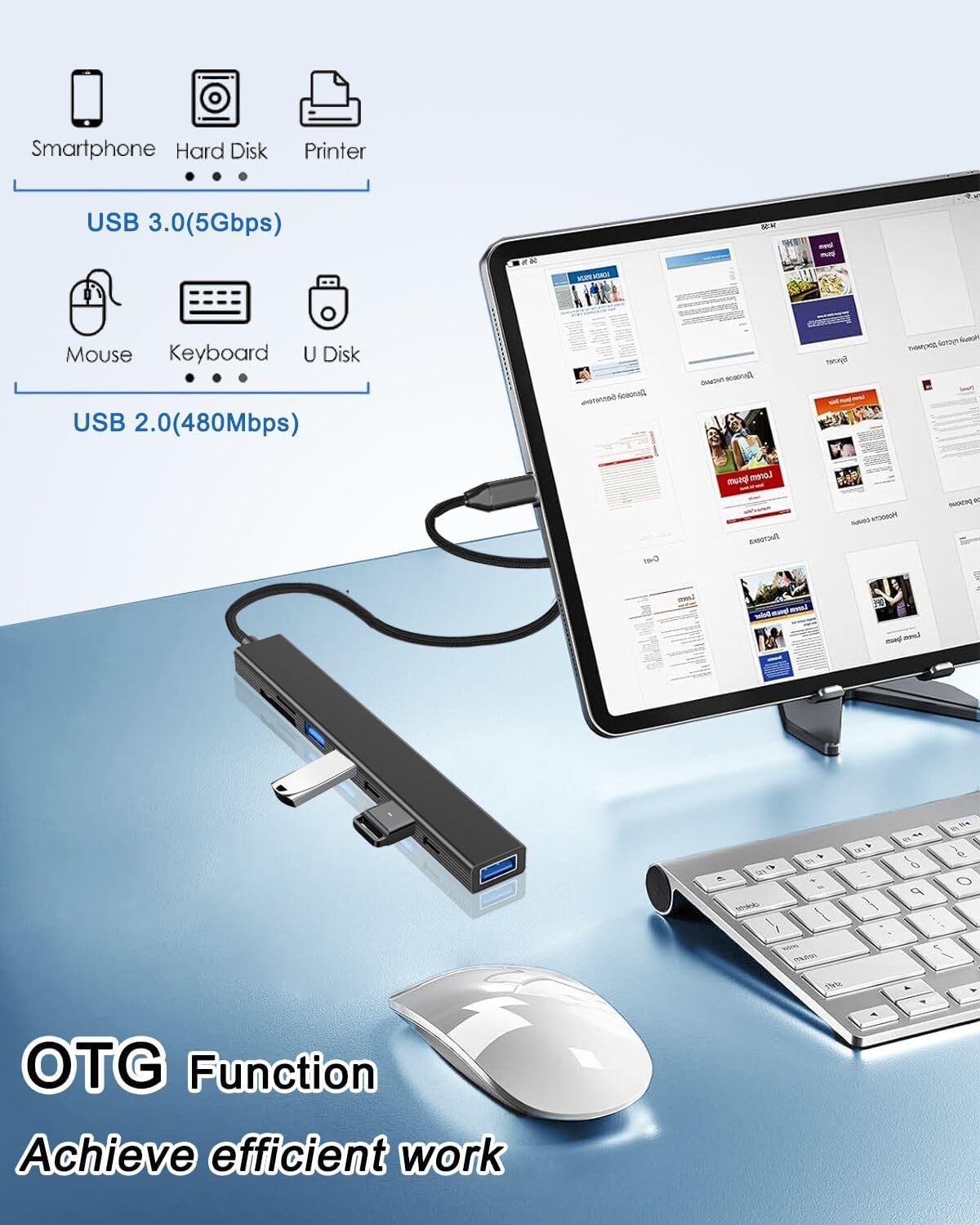 VIENON 8 in 1 USB C Hub With SD Card Reader, USB 3.0/2.0 Ports, USB-C Adapter for Laptop, MacBook, iPad Pro, iMac - Aluminum