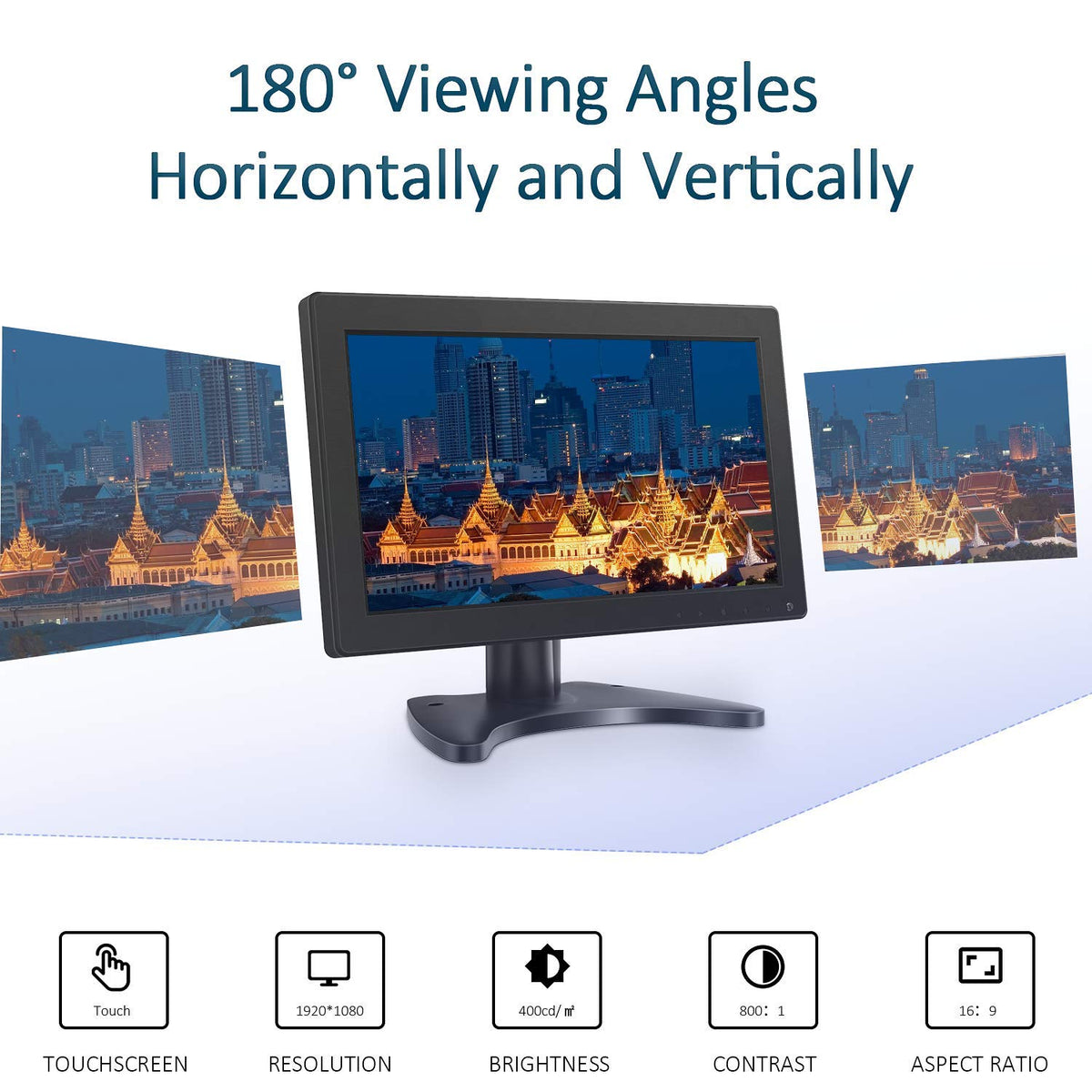 OWLVISION Security Monitor 11.6 Inch, 1920x1080 Compact Touch Screen Monitor with HDMI/VGA/USB Port, Built-in Dual Speakers External Display