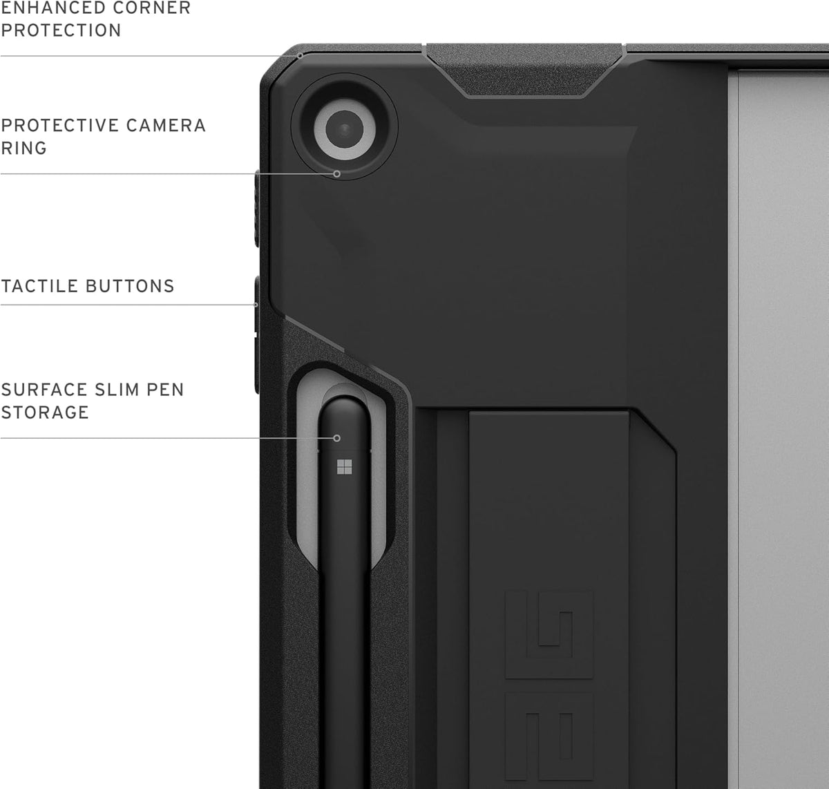 URBAN ARMOR GEAR UAG Designed for Microsoft Surface Pro 1st Edition 12" Case - Rugged Protective Cover with Built-in Handstrap & Pen Holder Military Grade Drop Proof, Scout Black