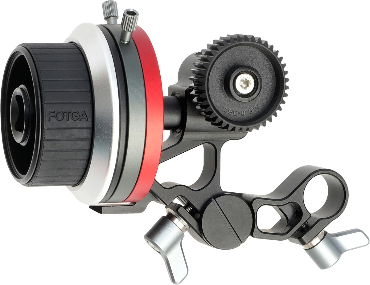 Foto4easy Aluminum Mini Follow Focus for DSLR Mirrorless Camera Camcorder Cage Rig,with A/B Stops & 15mm Rod Clamp System