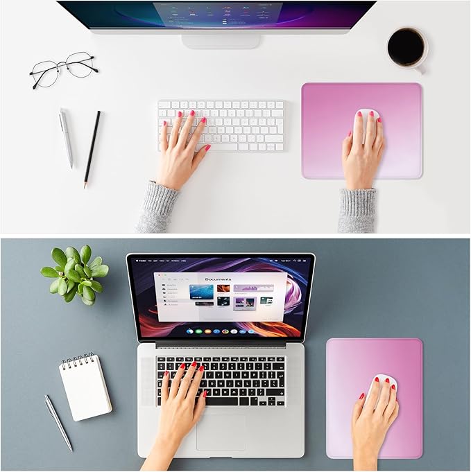 ITNRSIIET Mouse Pad Non-Slip Rubber Base Smooth Surface Stitched Edges Waterproof Durable Compatible with All Mice for Office & Gaming, Desk Accessory, 10.2x8.3x0.12 inch, Blush Gradient