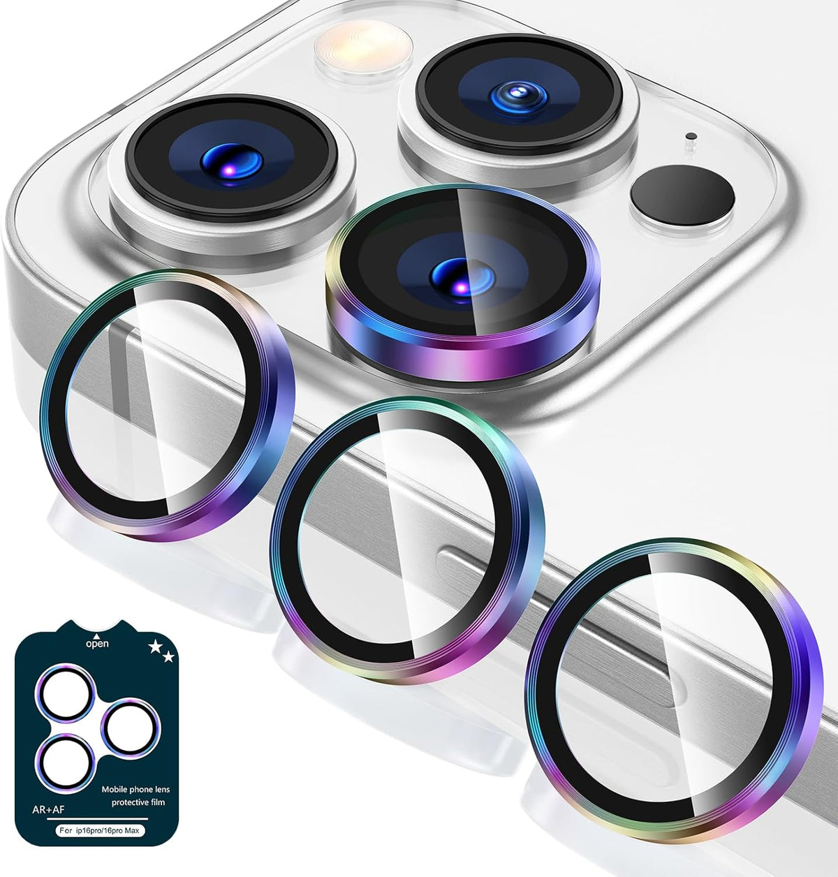 Tensea Camera Lens Protector Compatible for iPhone 16 Pro Max/16 Pro/14 Pro Max/14 Pro, Metal Aluminum Alloy Tempered Glass Cover Camera Screen Protector Accessories, Case Friendly
