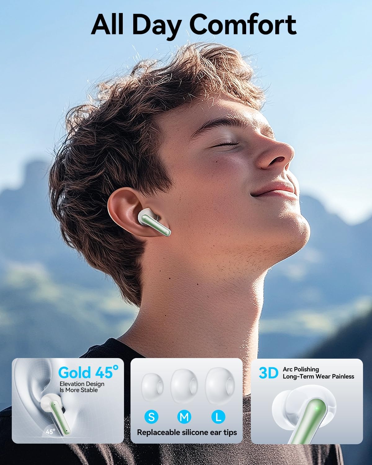 Wireless Earbuds, Bluetooth Ear Buds Headphones with LED Charging Case, 40 Hours Playtime, IP7, Lightweight in-Ear Earphones for iPhone Android Sports Workout