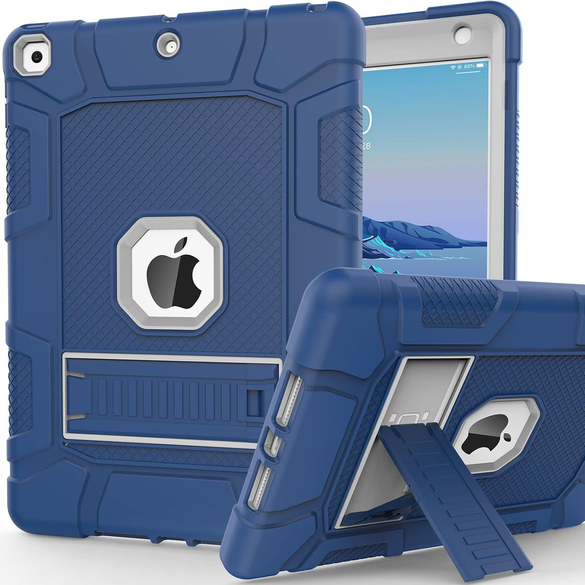 Rantice iPad 9th Generation Case, iPad 8th Generation Case, iPad 7th Generation Case, Hybrid Shockproof Rugged Drop Protection Cover with Kickstand for iPad 10.2'' (Navy+Gray)