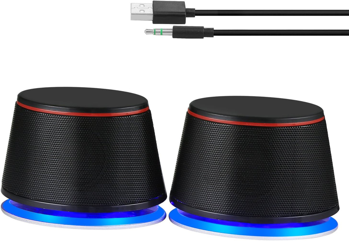 SW102 Computer Speakers, 5Wx2, Deep Bass in Small Body, Stereo 2.0 USB Powered 3.5mm Aux Multimedia Speakers, Built-in Bottom Bass Radiators, PC Laptop Desktop Speakers, Black