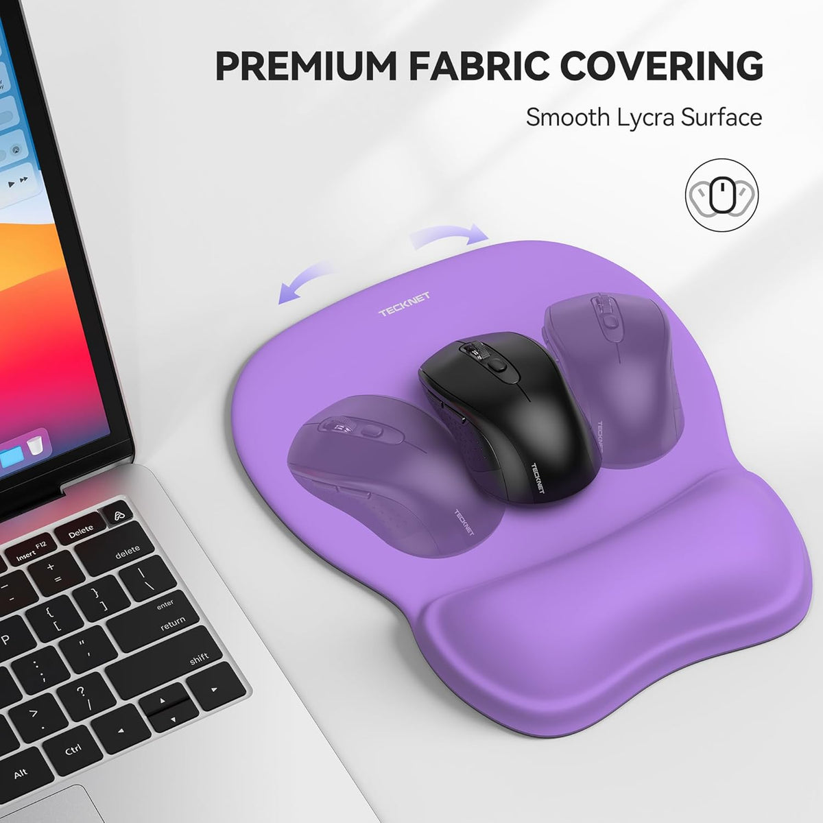 TECKNET Gel Mouse Pad with Wrist Rest, Ergonomic Office Mousepad with Wrist Support - Non-Slip & Smooth Surface Comfortable Desk Accessories Mat for Office, Gaming and Study - Purple