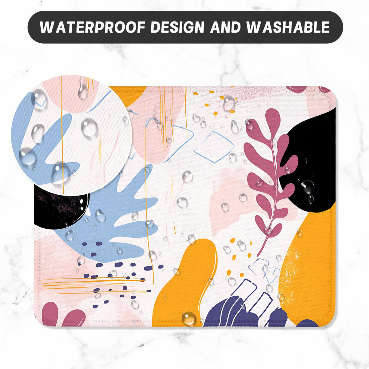ITNRSIIET Mouse Pad with Stitched Edge Premium Textured Smooth Precise Operation Waterproof Washable Non-Slip Rubber Base Desktop Protection Mat, 10.2×8.3×0.12 inches, Art Style Pattern