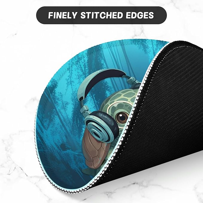 ITNRSIIET Round Mouse Pad with Stitched Edge Premium-Textured Waterproof Non-Slip Rubber Base Desktop Protection Mat Diameter 8.7 inches, Pretty Turtles