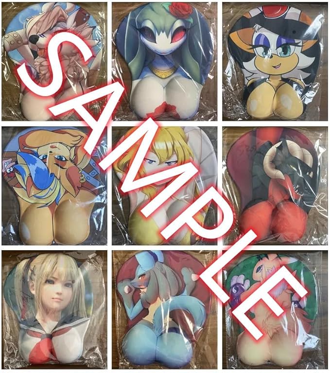 Oppai Mouse Pad 3D Mousepad Furry Anthro Anime Manga Breast Gaming Wrist Rest Boob pad Anti-Slip Mouse Mat (Roxanne)