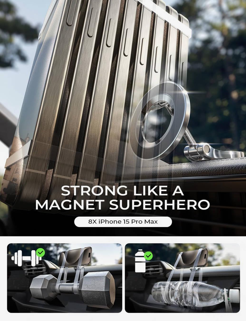 LISEN for Magsafe Car Mount, Ultra Magnetic Phone Holder for Car Dashboard, 17X Stability Car Accessories for iPhone 16 Pro Max,Gifts for Men Women Him Her, Fit for iPhone16 Pro/Pro Max 15 14 13 12