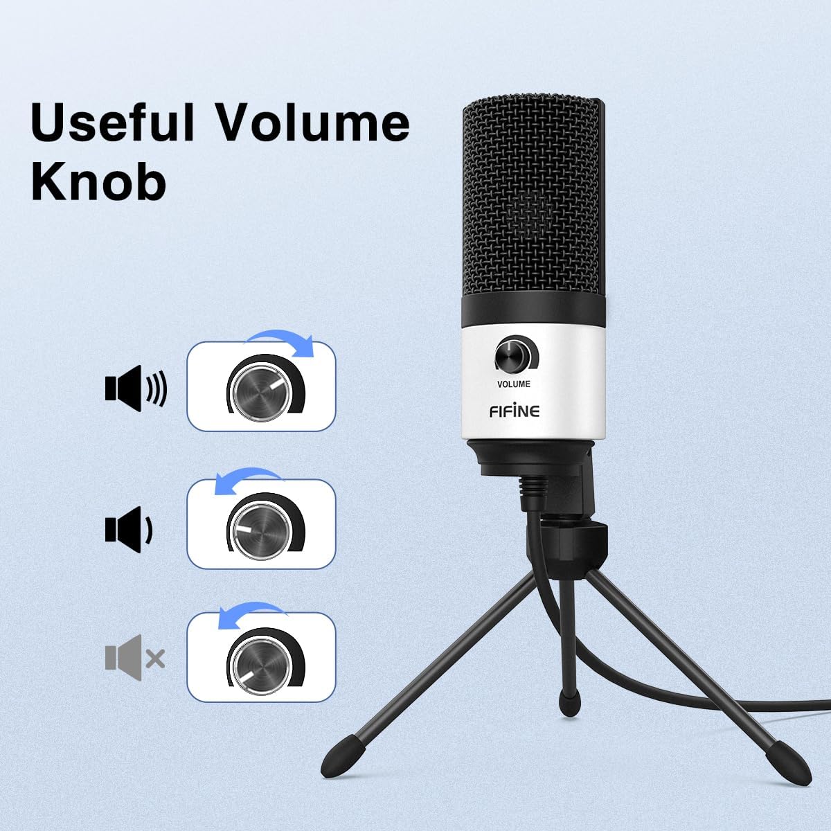 FIFINE USB Podcast Microphone,PC Computer Recording Mic for Desktop Laptop,Studio Condenser Microphone with Volume Knob for Voice-Over, Vocals, Online Meeting, YouTube-K669W