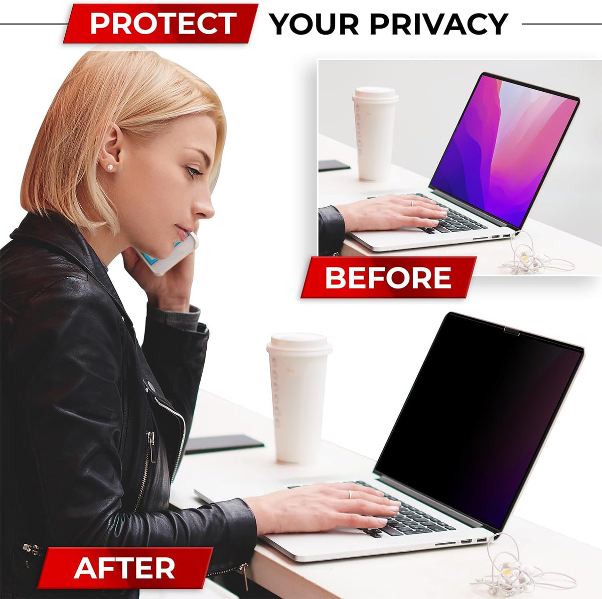Magnetic Privacy Screen for MacBook Pro 13 Inch (2016, 2017, 2018, 2019, 2020, 2021, 2022, M1, M2) Removable Laptop Privacy Filter Shield and Protector