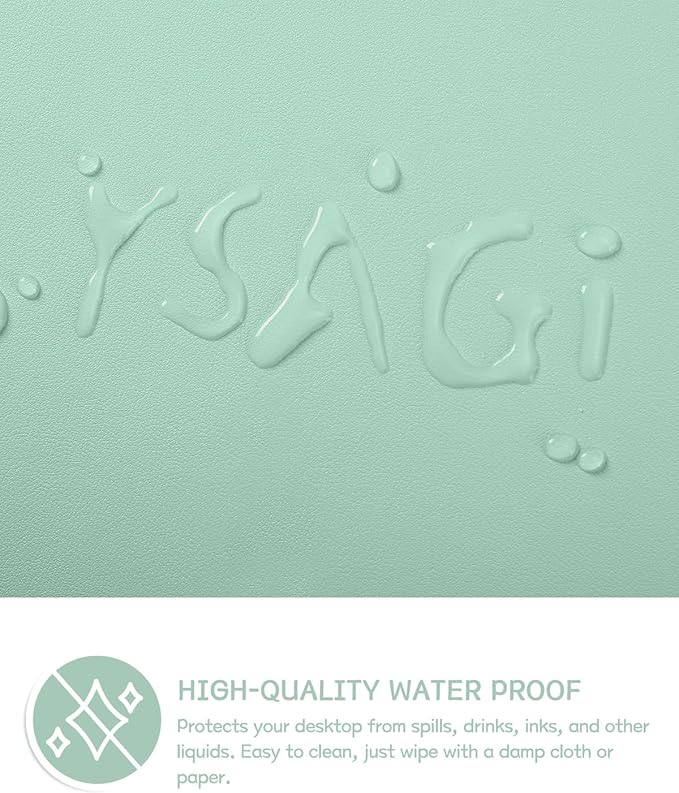 YSAGi Non-Slip Leather Desk Pad, Waterproof Laptop Computer Desk Keyboard Mat, Table Protector Blotter Mat, Large Mouse Pad for Office/Work/Home/Decor(Pale Green, 23.6" x 13.7")