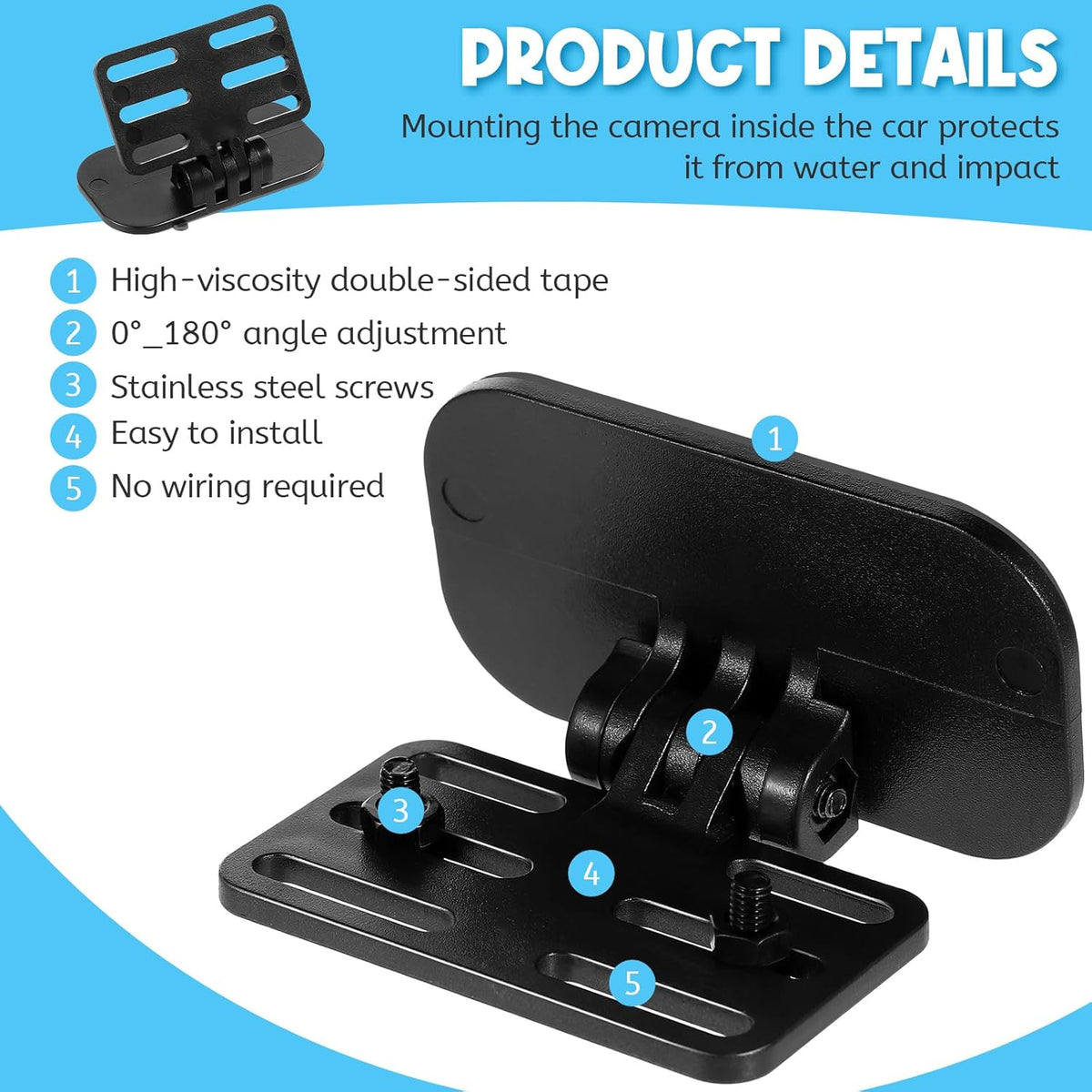 Giantree 1PCS Rear Camera Holder, Universal Dash Cam Rear View Camera Mount with A Screwdriver Tool, Adjustable Back