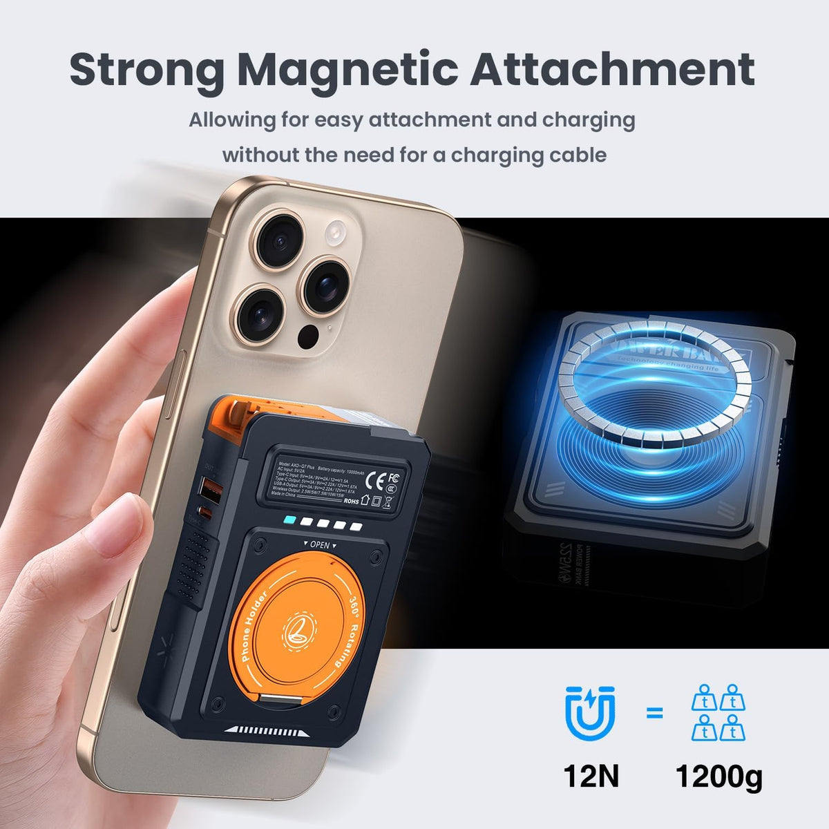 for Magsafe Battery Pack 10000mAh,5-in-1 Magnetic Power Bank Built in AC Plug,Magnetic Wireless Portable Charger for Apple Watch,22.5W Fast Charging Power Bank for iPhone 16 Pro Max/15/14/13/12 Mini