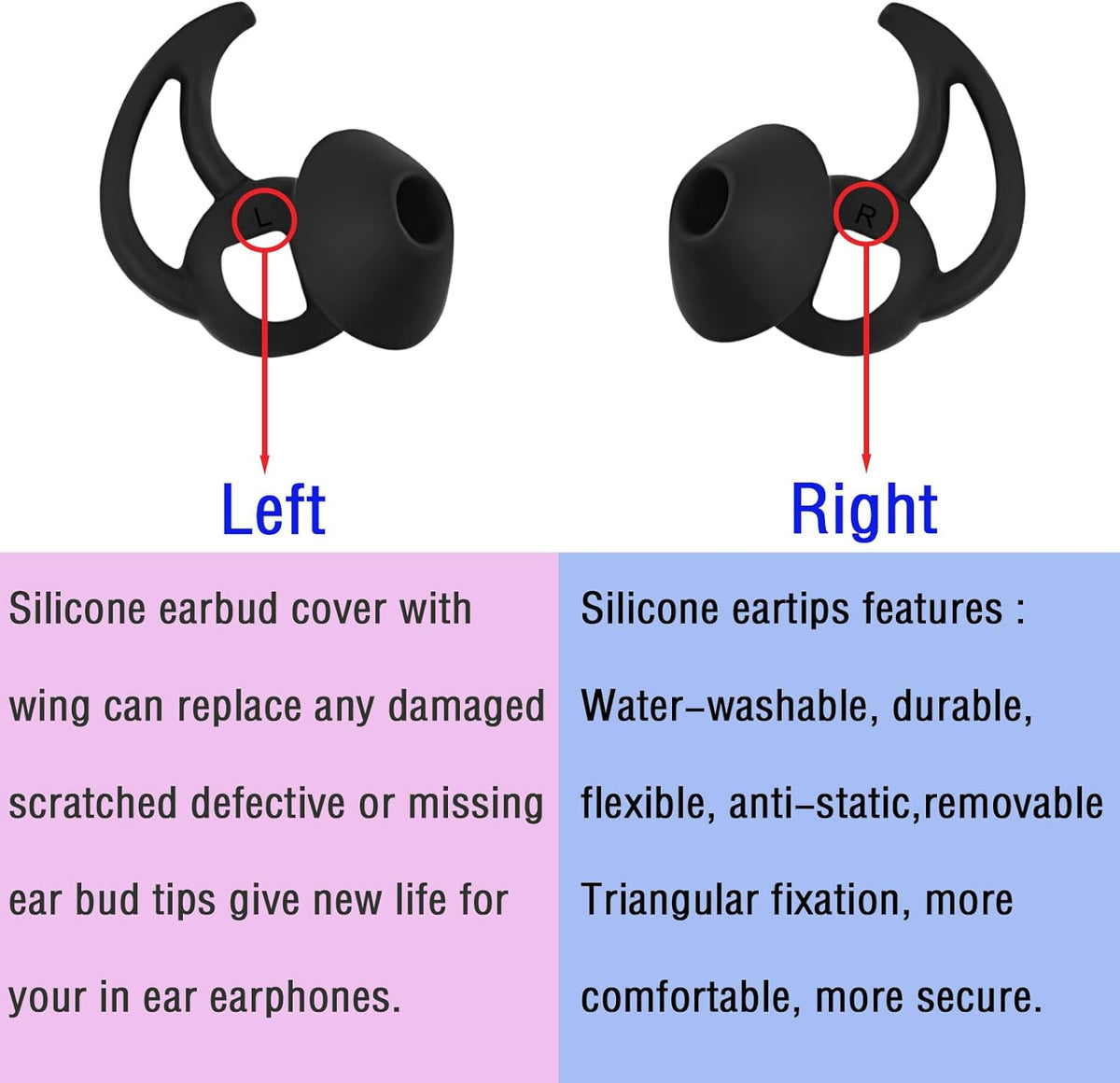 Medium Replacement Earbud Tips Silicone Ear Tips Compatible with Bose Quietcomfort and Sport Headphone Earbud Covers Ear Bud Tips 3 Pairs