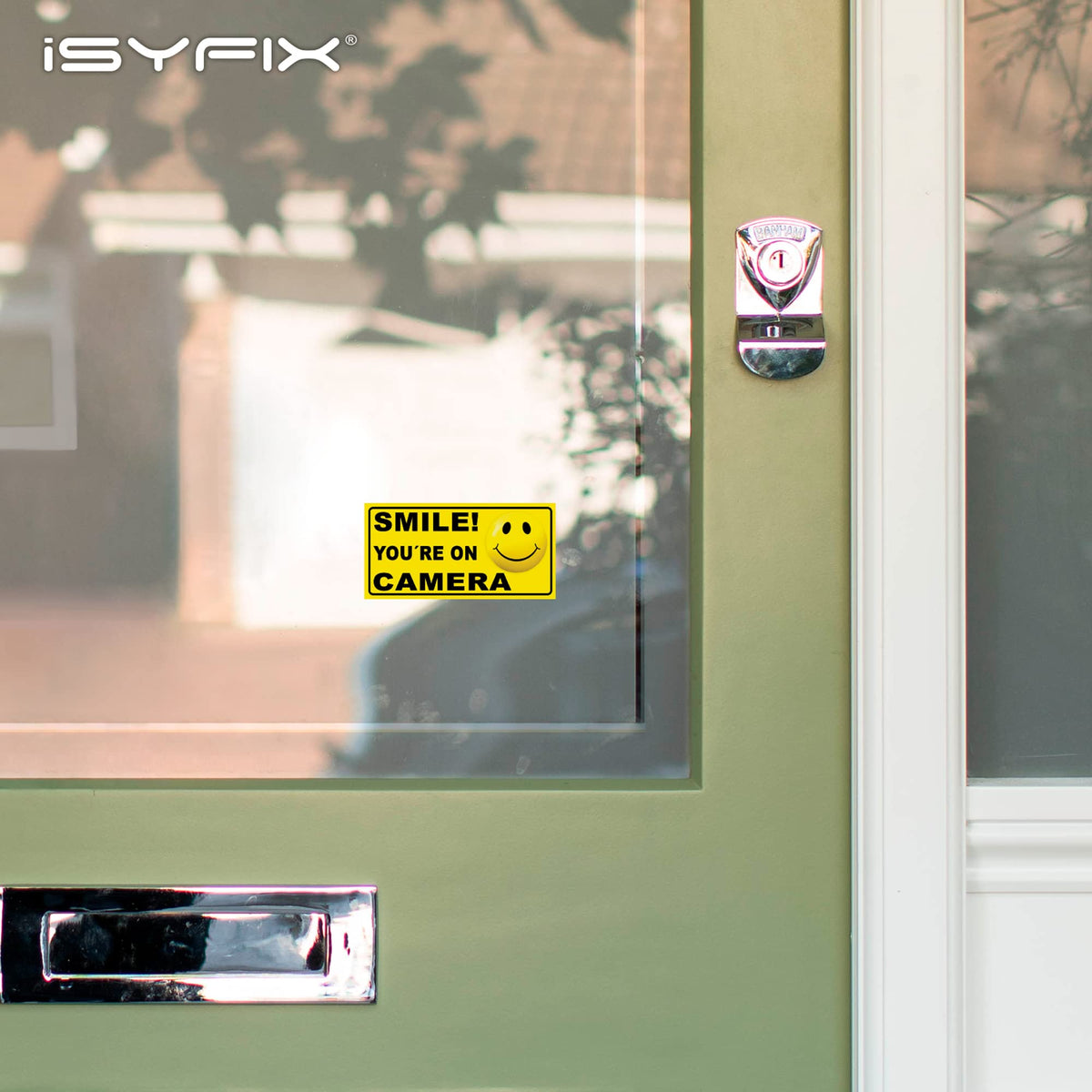 iSYFIX Smile You're on Camera Stickers for Business - 6 Pack 4x2 Inch - Self-Adhesive Vinyl Decal, Laminated for Ultimate UV Protection, Fade