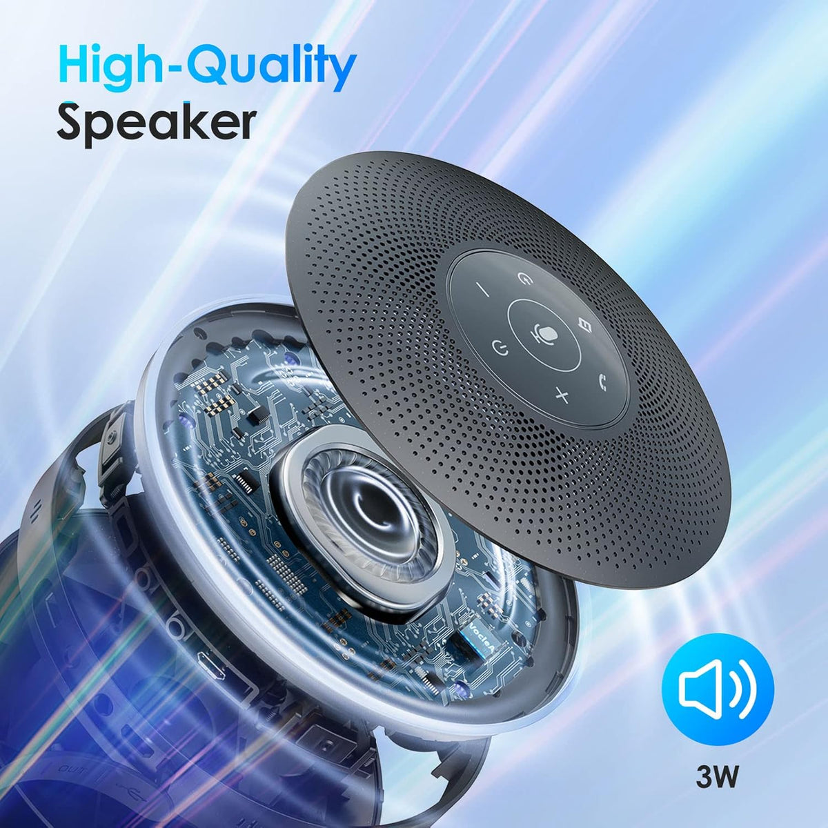 EMEET Bluetooth Speakerphone - Daisy Chain/Use Alone up to 16 attendees, M220 Professional Wireless Speakerphone 360°Voice Pick-up 8 AI Noise Cancellation Mics Skype Speakerphone for Conference Calls