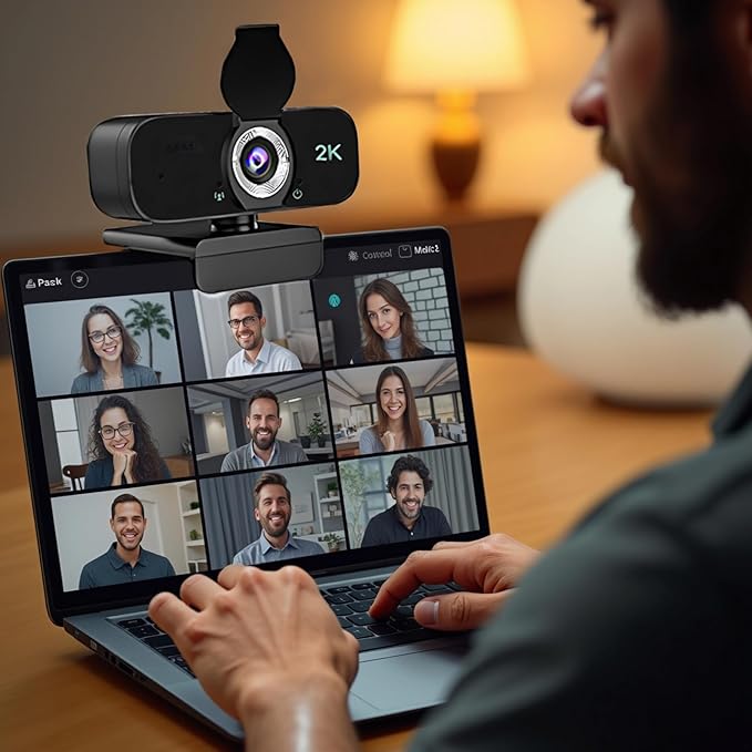 Built-in Microphones 2K USB Webcam Tripod Plug-and-Play Streaming Video Conferences