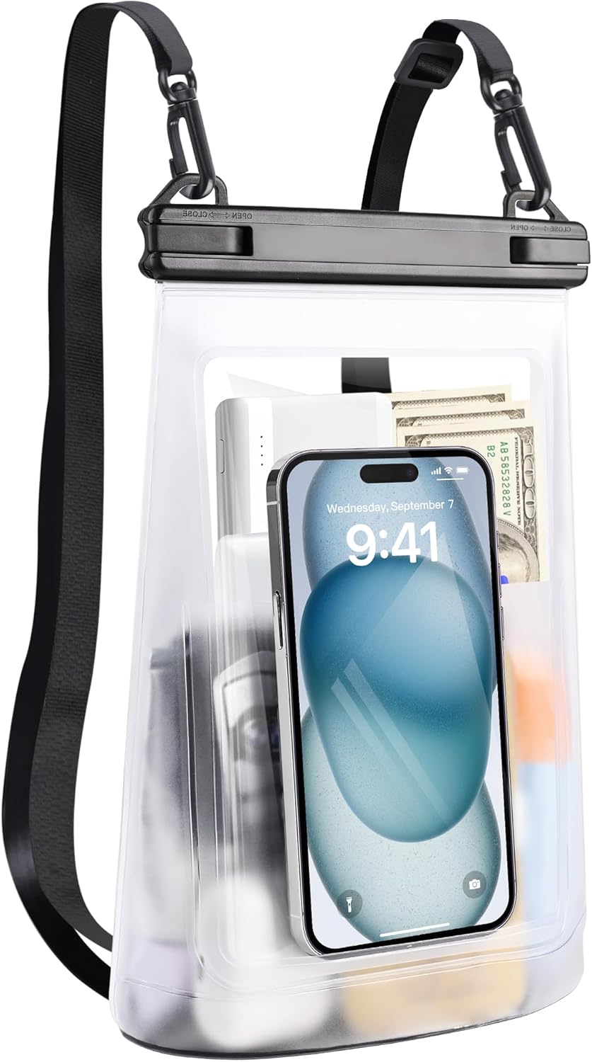 2L Waterproof Phone Pouch for iPhone 16 15 14 11 Pro Max & Galaxy S24 S21 - Floating Large Capacity Dry Bag Stores Sunscreen, Sunglasses - Oversized Waterproof Bag for Beach, Swimming, Kayaking