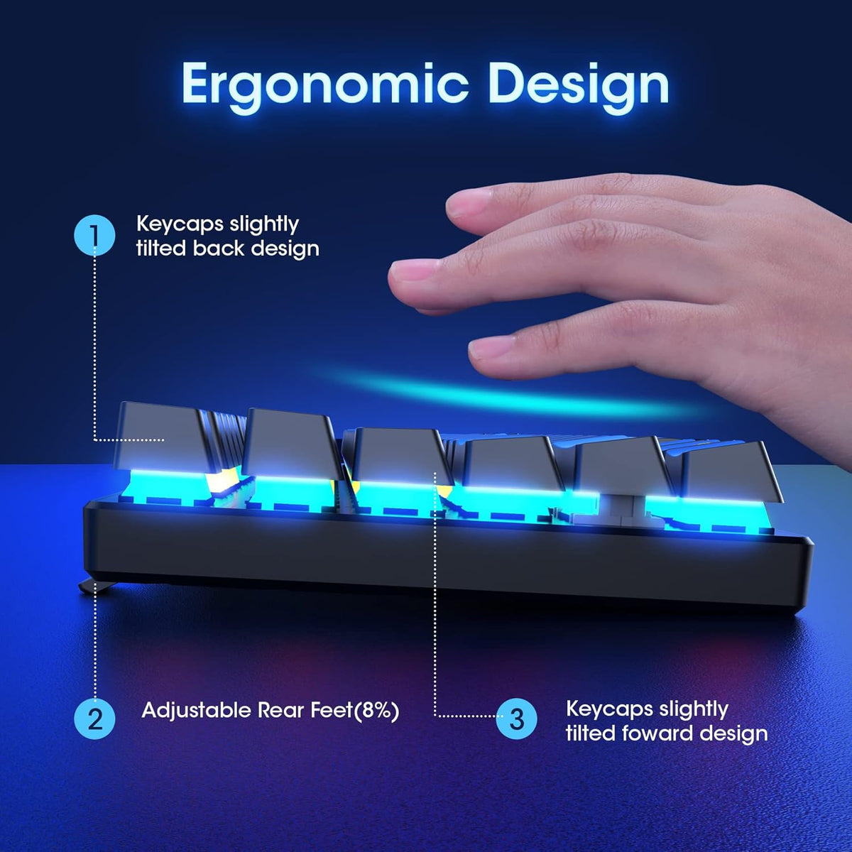 RisoPhy Mechanical Gaming Keyboard, RGB 104 Keys Ultra-Slim LED Backlit USB Wired Keyboard with Blue Switch, Durable Abs Keycaps/Anti-Ghosting/Spill-Resistant Computer Keyboard for PC Mac Xbox Gamer