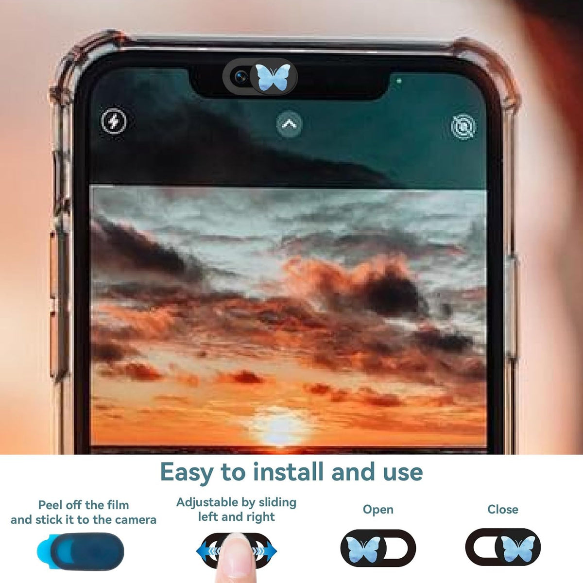6Pcs 0.04 Inch Laptop Camera Cover Slide Butterfly Ultra Thin Webcam Privacy Cover Security Guard Slide Phone Webcam