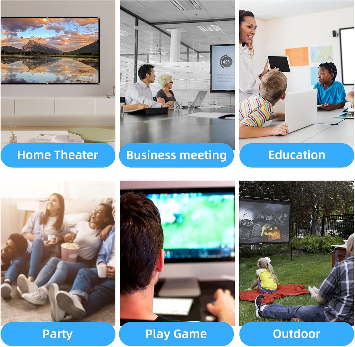HUANYINGBJB 4K 16:9 (60 inches) Projector Screen, HD Rear Front Projector Screen Foldable Projection Screen